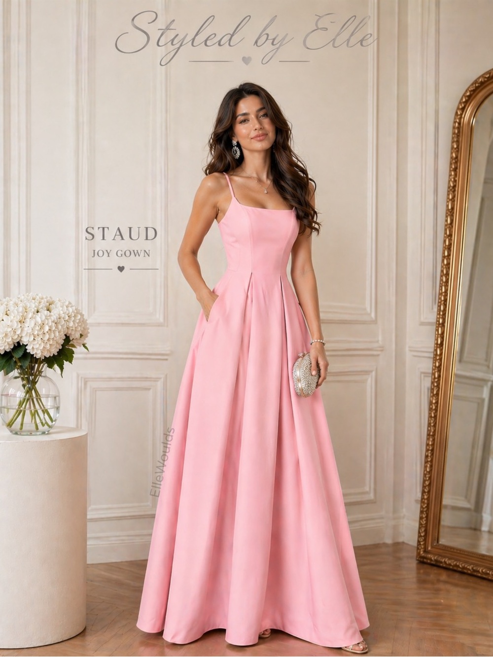 Staud Joy Gown Pink Square
Neck Cotton $695 US Size 4